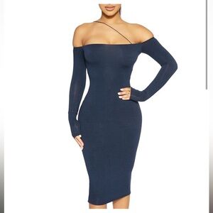 naked wardrobe strap dress in navy